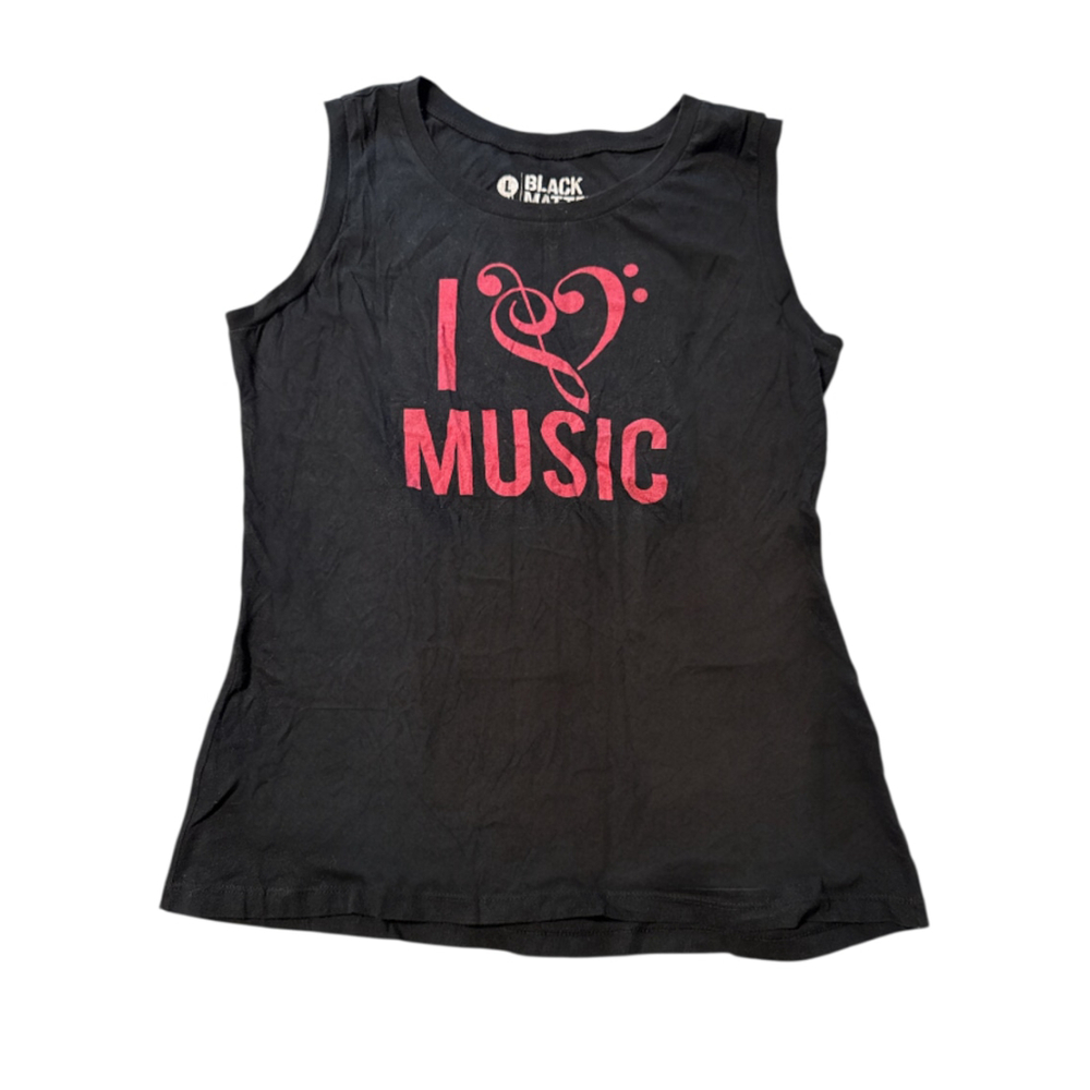 Black Matter Black Tank Top with Pink "I ♥ MUSIC" Graphic